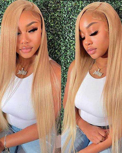 Queenleoraisback Recommend Junoda 27 Color Straight Human Hair Wigs Caramel Blonde Transparent Lace Front Wig junoda