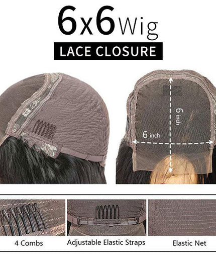 Junoda Body Wave 6x6 Lace Closure Wig Transparent/HD Lace Wig Skin Melt Well junoda