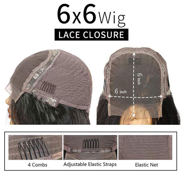 Junoda Body Wave 6x6 Lace Closure Wig Transparent/HD Lace Wig Skin Melt Well junoda