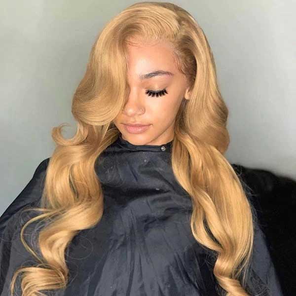 Olivanie Recommend Junoda Body Wave Caramel Blonde Human Hair Wigs Color 27 4x4 13x4 Lace Wig junoda