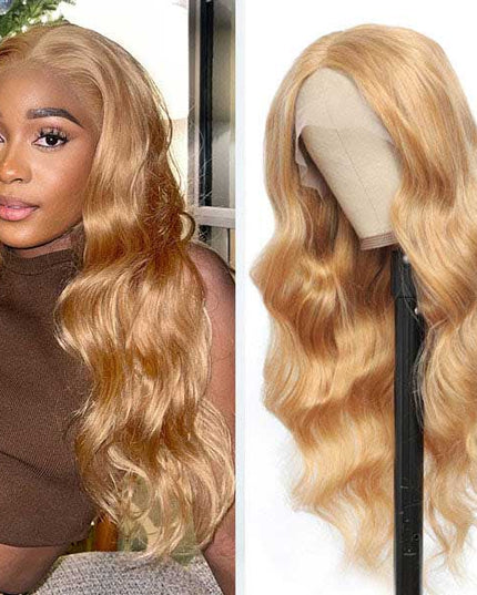 Olivanie Recommend Junoda Body Wave Caramel Blonde Human Hair Wigs Color 27 4x4 13x4 Lace Wig junoda