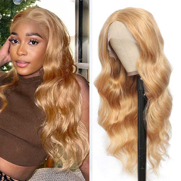 Olivanie Recommend Junoda Body Wave Caramel Blonde Human Hair Wigs Color 27 4x4 13x4 Lace Wig junoda
