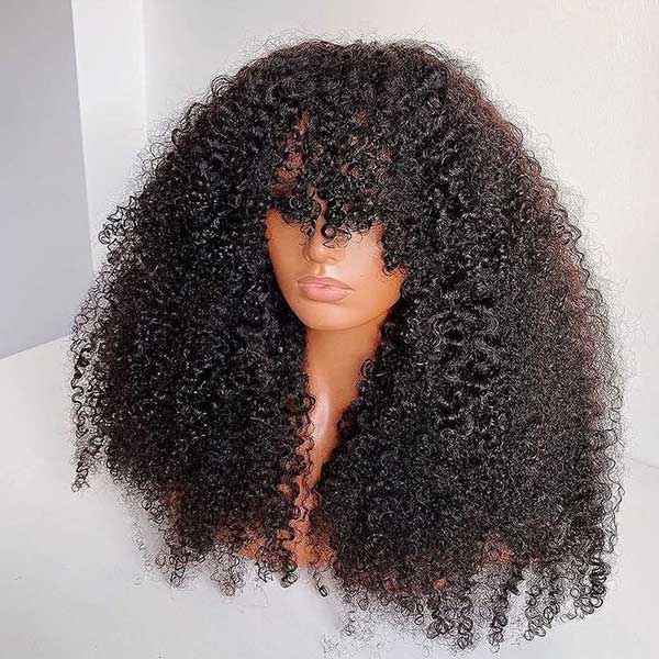 [$99 = 2 Wigs] Kinky Curly with Body Wave Human Hair Wig With Bangs Junoda Flash Sale junoda
