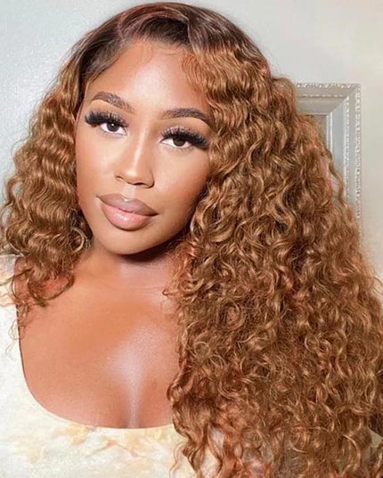 TikToker helovehimsumkatie Same Color 30 Water Wave Wig Ginger Brown Wet And Wavy Human Hair Lace Front Wig Junoda junoda