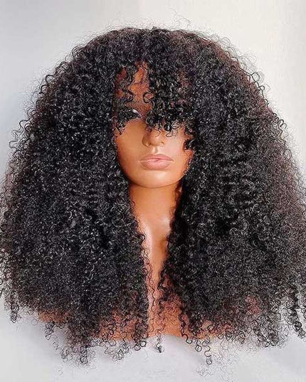 [$99 = 2 Wigs] Kinky Curly with Body Wave Human Hair Wig With Bangs Junoda Flash Sale junoda
