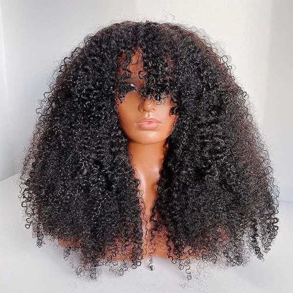 [$99 = 2 Wigs] Kinky Curly with Body Wave Human Hair Wig With Bangs Junoda Flash Sale junoda