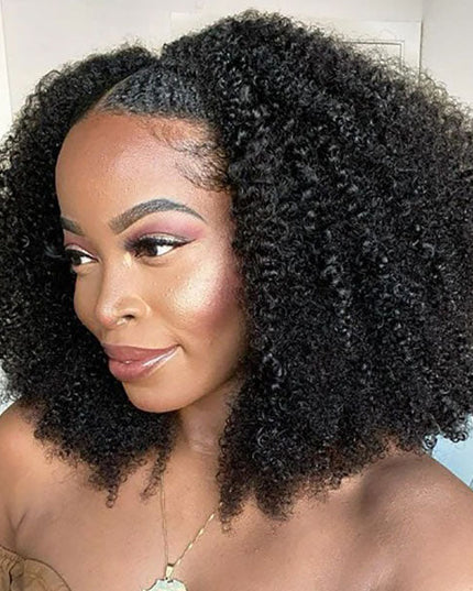 Junoda 4C Afro Kinky Curly U Part Wig Glueless Human Hair Wigs Beginner Friendly junoda