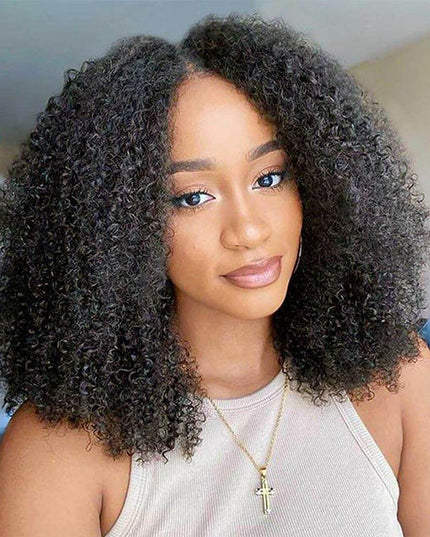 Junoda 4C Afro Kinky Curly U Part Wig Glueless Human Hair Wigs Beginner Friendly junoda