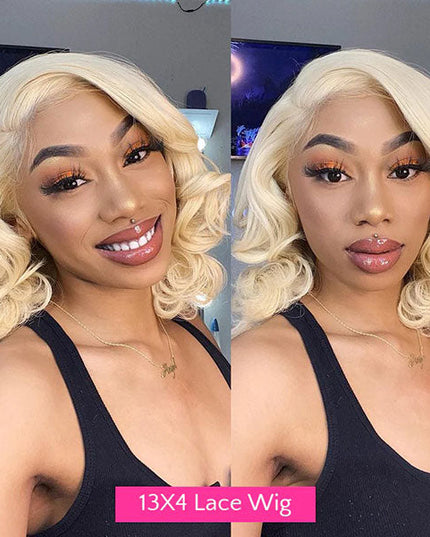 Junoda 613 Honey Blonde Body Wave Bob Wig Blunt Cut Human Hair Wigs for Women junoda