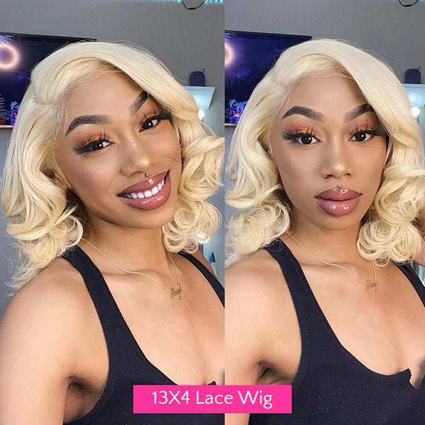 Junoda 613 Honey Blonde Body Wave Bob Wig Blunt Cut Human Hair Wigs for Women junoda