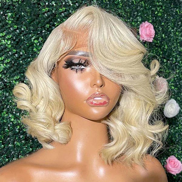 Junoda 613 Honey Blonde Body Wave Bob Wig Blunt Cut Human Hair Wigs for Women junoda
