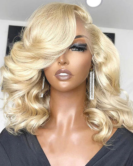 Junoda 613 Honey Blonde Body Wave Bob Wig Blunt Cut Human Hair Wigs for Women junoda