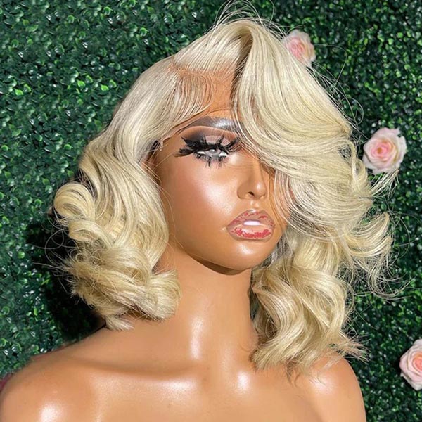 Junoda 613 Honey Blonde Body Wave Bob Wig Blunt Cut Human Hair Wigs for Women junoda