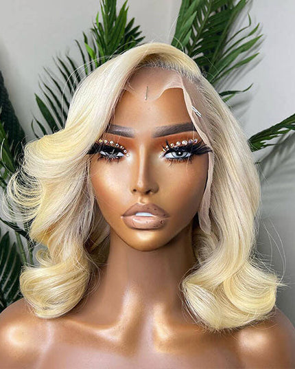 Junoda 613 Honey Blonde Body Wave Bob Wig Blunt Cut Human Hair Wigs for Women junoda