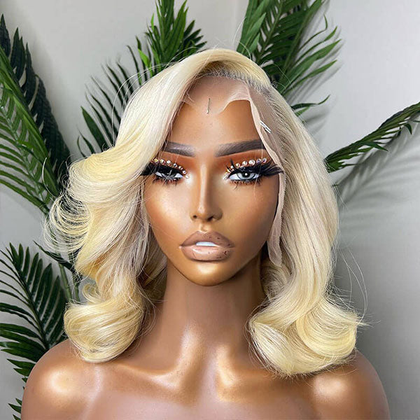 Junoda 613 Honey Blonde Body Wave Bob Wig Blunt Cut Human Hair Wigs for Women junoda
