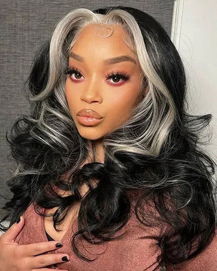 Junoda 613 Honey Blonde Skunk Stripe Bob Wig Body Wave 4x4 13x4 Lace Front Human Hair Wigs junoda