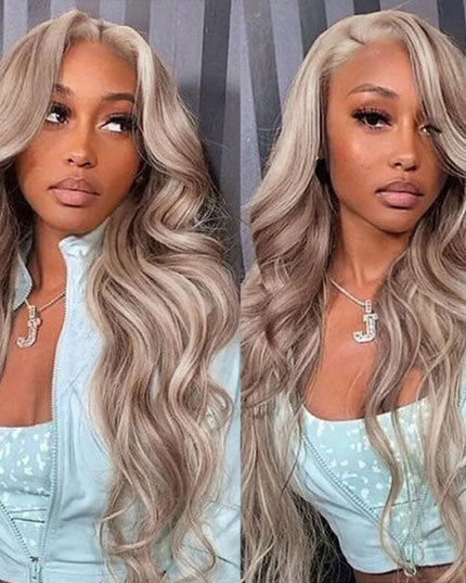 Junoda Ash Blonde Brown Wig With Blonde Highlights P4/613 Body Wave Lace Front Wigs Human Hair junoda