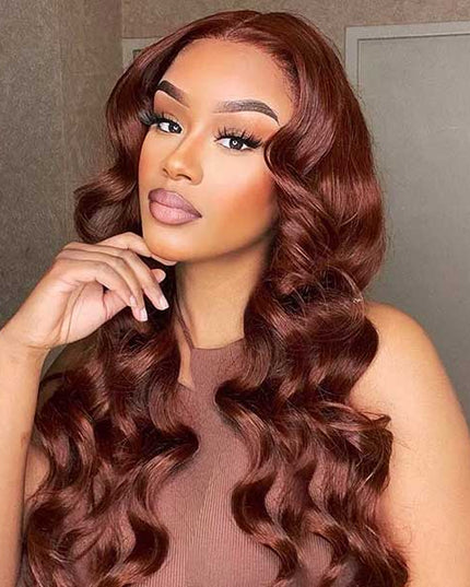 Auburn Color Body Wave Lace Front Wig Red Brown Medium Length Hairstyles Trends junoda