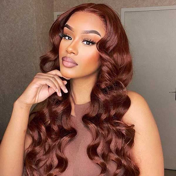 Auburn Color Body Wave Lace Front Wig Red Brown Medium Length Hairstyles Trends junoda
