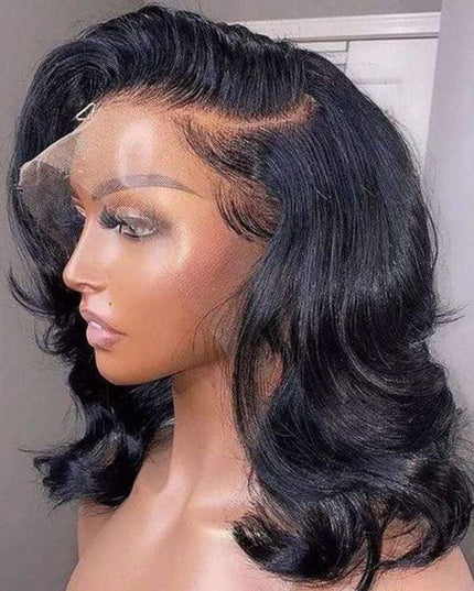 Junoda Body Wave C-Shaped Side Part Short Bob Lace Wig Pre Plucked Human Hair Wigs junoda
