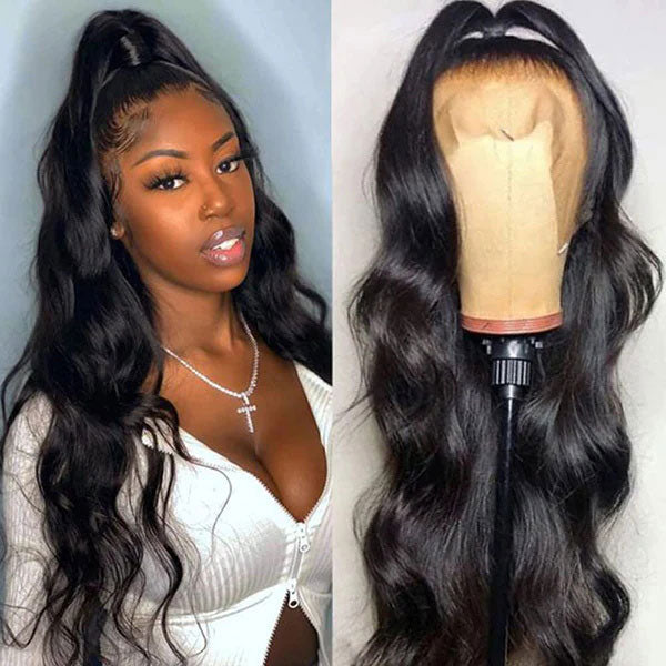 Junoda Body Wave Human Hair Full Lace Wig Transparent Lace Pre Plucked Natural Hairline junoda