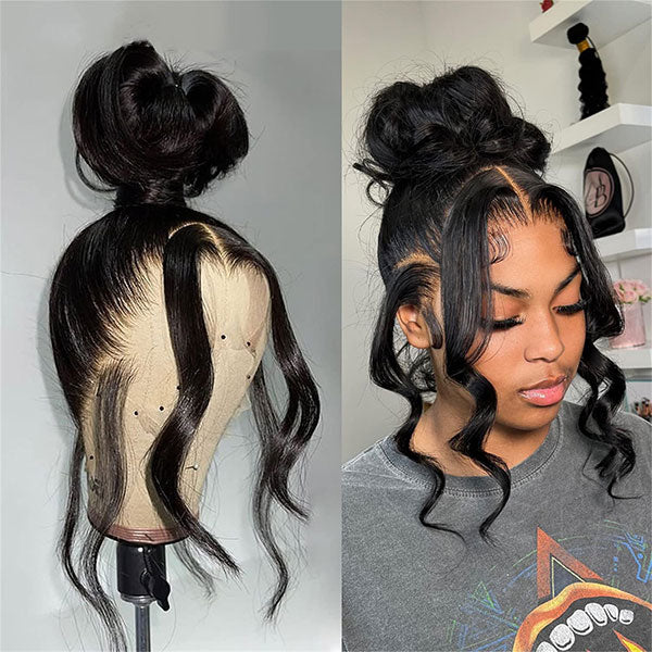 Junoda Body Wave Human Hair Full Lace Wig Transparent Lace Pre Plucked Natural Hairline junoda