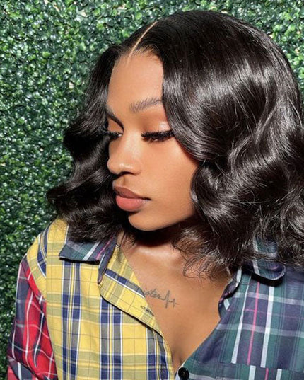 Junoda Body Wave Wear & Go Bob Wig Human Hair Glueless Pre Cut Lace Closure/Front Wig junoda