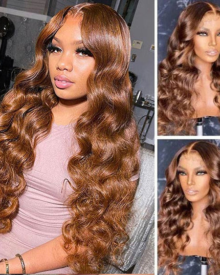 Junoda Brown Loose Deep Wave Wig 13x4 Lace Front Human Hair Colored Wigs junoda