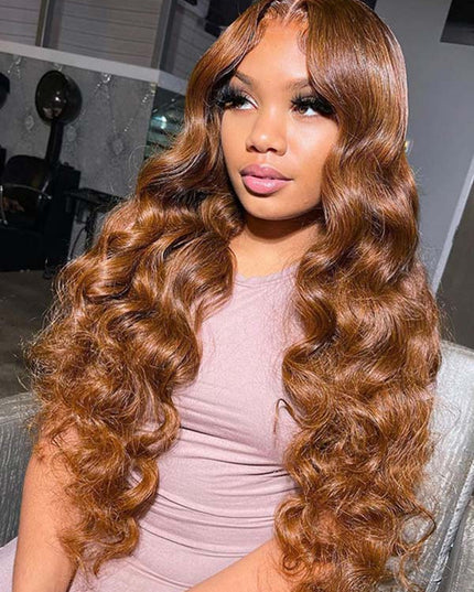 Junoda Brown Loose Deep Wave Wig 13x4 Lace Front Human Hair Colored Wigs junoda