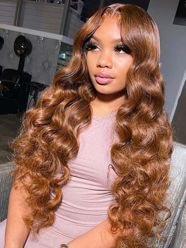 Junoda Brown Loose Deep Wave Wig 13x4 Lace Front Human Hair Colored Wigs junoda