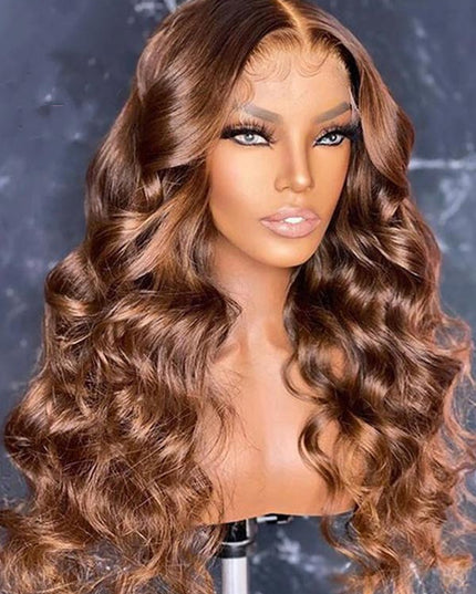 Junoda Brown Loose Deep Wave Wig 13x4 Lace Front Human Hair Colored Wigs junoda