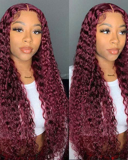 Junoda Burgundy Red 99j Deep Wave Wear & Go Glueless Wig 3 Seconds Install Quick Easy Wig junoda