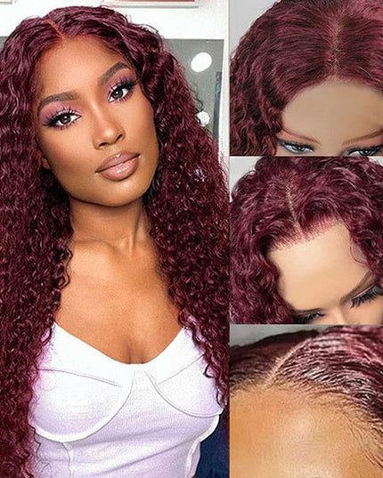 Junoda Burgundy Red 99j Deep Wave Wear & Go Glueless Wig 3 Seconds Install Quick Easy Wig junoda