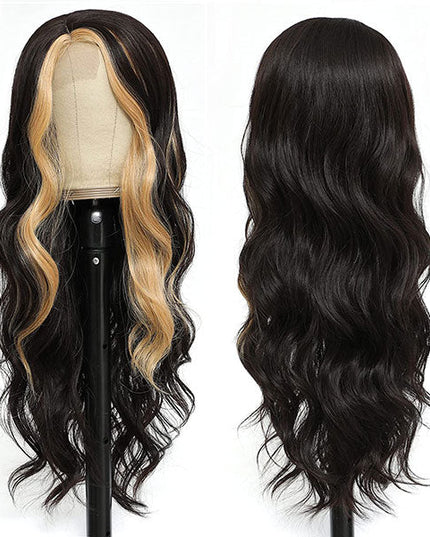 Junoda Caramel Honey Blonde Skunk Stripe Hair Body Wave Lace Front Wig TikTok junoda