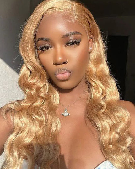 Junoda Color 27 Caramel Blonde Body Wave HD Lace Front Wig Invisible Lace Human Hair Wigs junoda