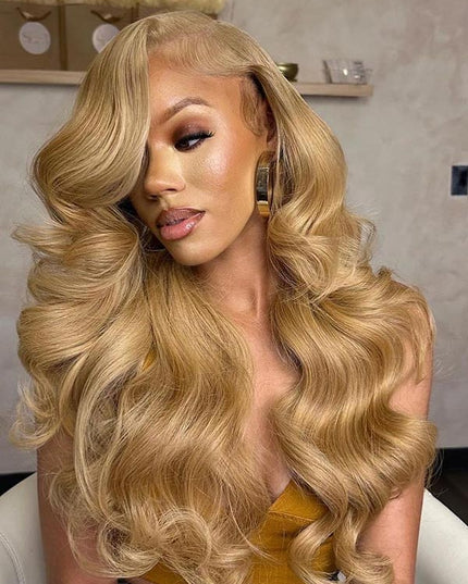 Junoda Color 27 Caramel Blonde Body Wave HD Lace Front Wig Invisible Lace Human Hair Wigs junoda