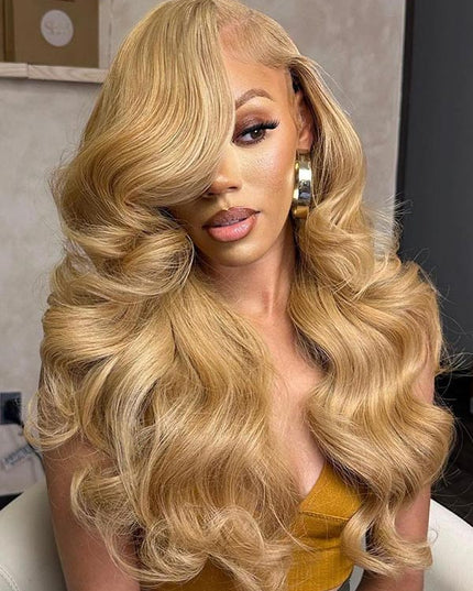 Junoda Color 27 Caramel Blonde Body Wave HD Lace Front Wig Invisible Lace Human Hair Wigs junoda