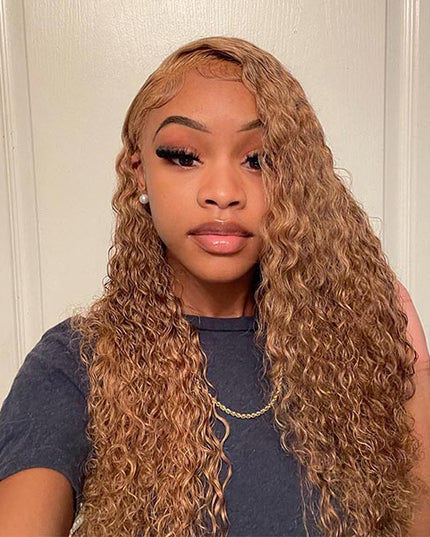 TikToker helovehimsumkatie Same Color 30 Water Wave Wig Ginger Brown Wet And Wavy Human Hair Lace Front Wig Junoda junoda