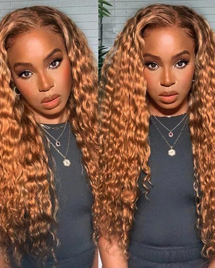 TikToker helovehimsumkatie Same Color 30 Water Wave Wig Ginger Brown Wet And Wavy Human Hair Lace Front Wig Junoda junoda