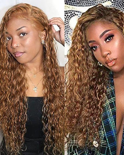 TikToker helovehimsumkatie Same Color 30 Water Wave Wig Ginger Brown Wet And Wavy Human Hair Lace Front Wig Junoda junoda