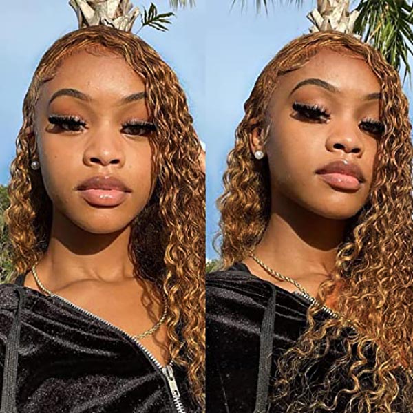 TikToker helovehimsumkatie Same Color 30 Water Wave Wig Ginger Brown Wet And Wavy Human Hair Lace Front Wig Junoda junoda