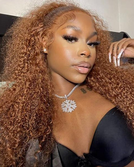 TikToker helovehimsumkatie Same Color 30 Water Wave Wig Ginger Brown Wet And Wavy Human Hair Lace Front Wig Junoda junoda