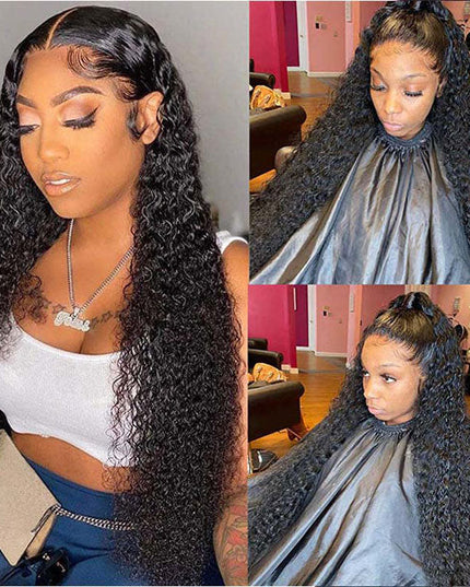 Junoda Full Lace Wig Deep Wave Human Hair Wigs Deep Parting Transparent Lace Wig junoda
