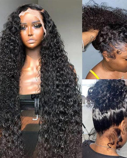 Junoda Full Lace Wig Deep Wave Human Hair Wigs Deep Parting Transparent Lace Wig junoda