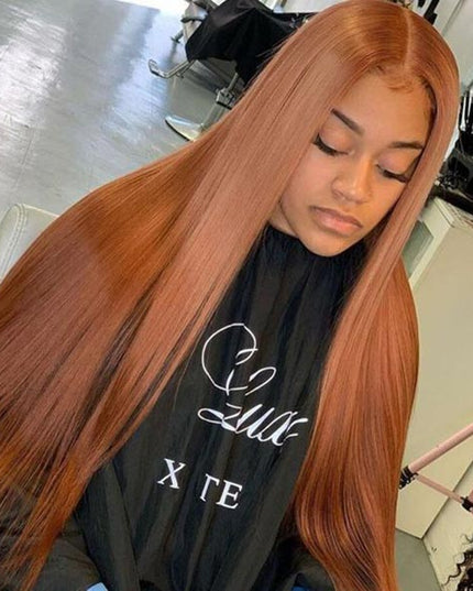 Omgjackiee Recommend Junoda Ginger Brown Color Bone Straight Human Hair Wigs Autumn Lace Front Closure Wig junoda