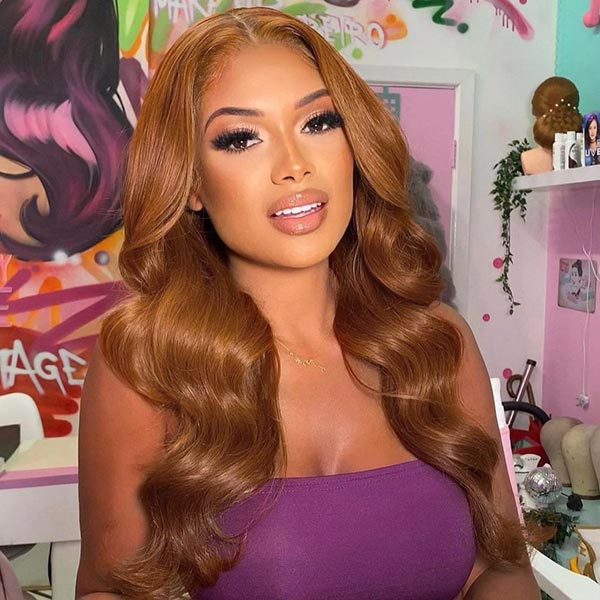 Reddish Brown & Ginger Brown Body Wave Wigs 4x4 Pre Cut Lace Wig Curly Human Hair Wear & Go Wig cs1 junoda