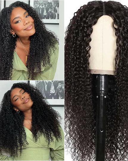 [BOGO] Junoda Jerry Curly V Part Wig Meets Real Scalp Thin U Part Glueless Wigs junoda
