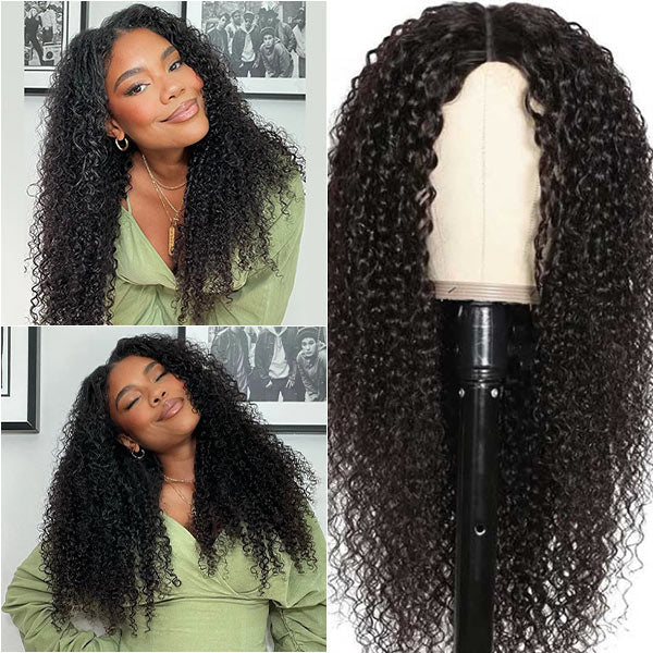 [BOGO] Junoda Jerry Curly V Part Wig Meets Real Scalp Thin U Part Glueless Wigs junoda