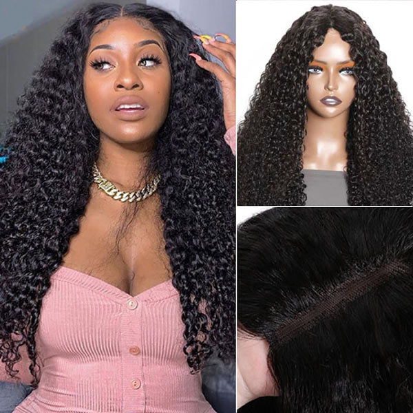 [BOGO] Junoda Jerry Curly V Part Wig Meets Real Scalp Thin U Part Glueless Wigs junoda