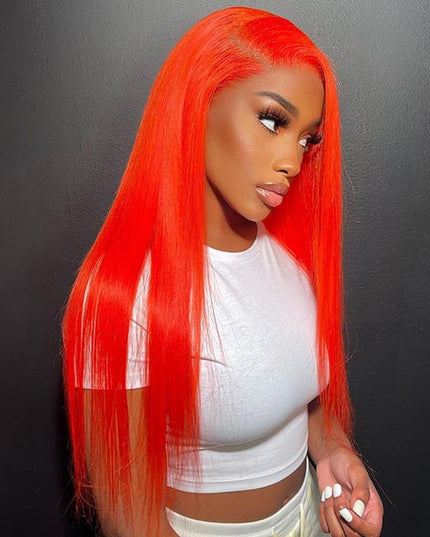 Junoda Gorgeous Party Red Color Straight Human Hair Wigs 4x4 13x4 Lace Closure Wig junoda